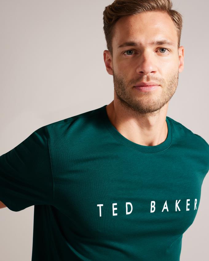 T-Shirt Ted Baker Short Sleeve Branded Vert Foncé Homme | XLG-10480816